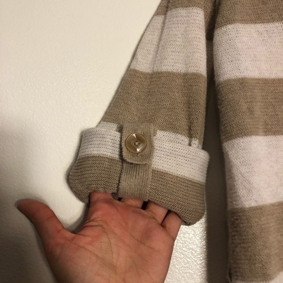 Fossil Long Sleeve Stripe Cardigan White Tan Small - Picture 6 of 8